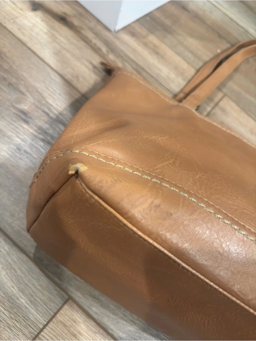 B.O.C Boho Vibe Casual Brown Stitched Vinyl Tote Bag
